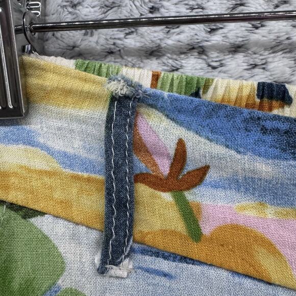 Rachel Zoe Pants S Yellow Linen Tropical Novelty Print PullOn High Rise Wide Leg - Picture 8 of 15